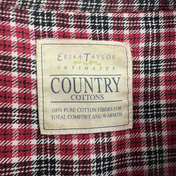 Erika Taylor Intimates Long Sleep Shirt LS Large Country Cottons Plaid Holiday - Picture 3 of 7